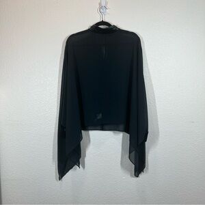 G by Giuliana Black Label Sheer Poncho Blouse with velvet trim size M/L